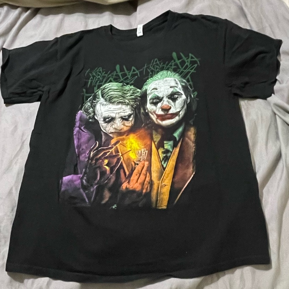 Black Graphic Tee with Joker Design
